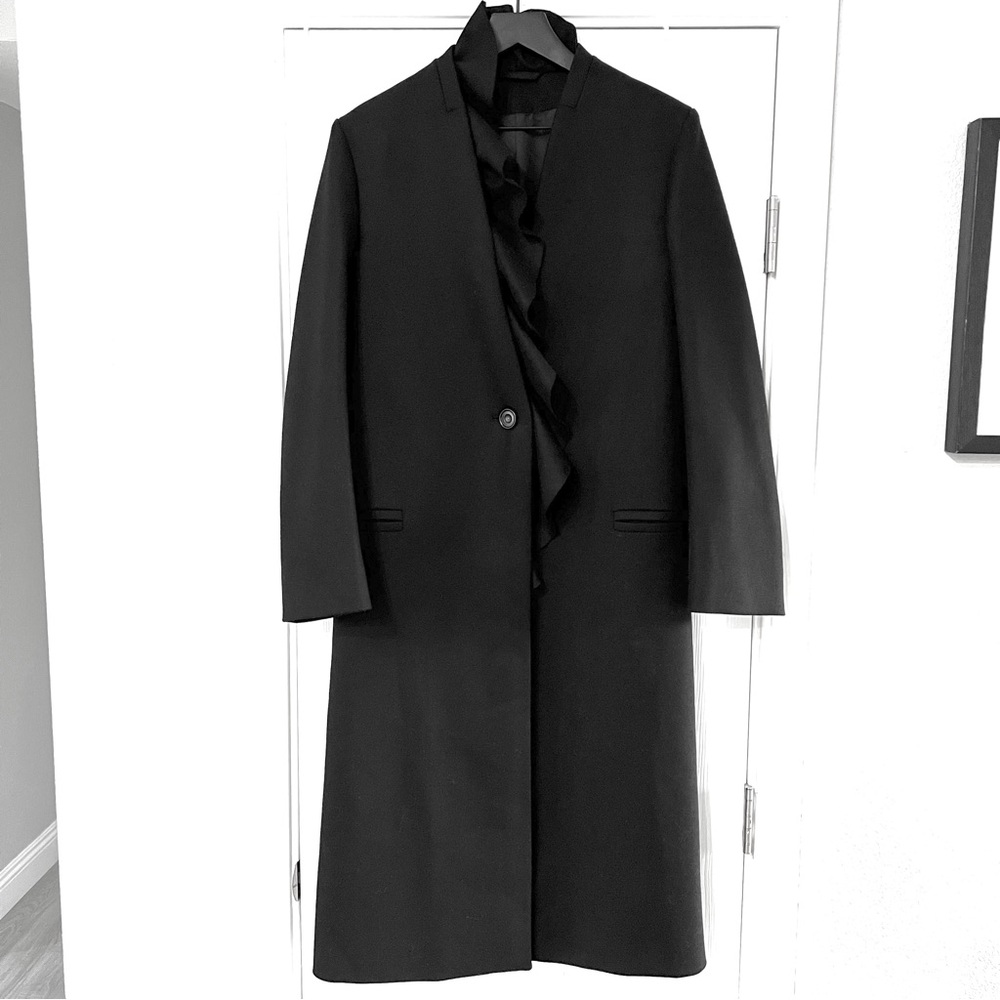 COS The Ruffled Tailored Wool Coat In Black Size 36 EU 6 US